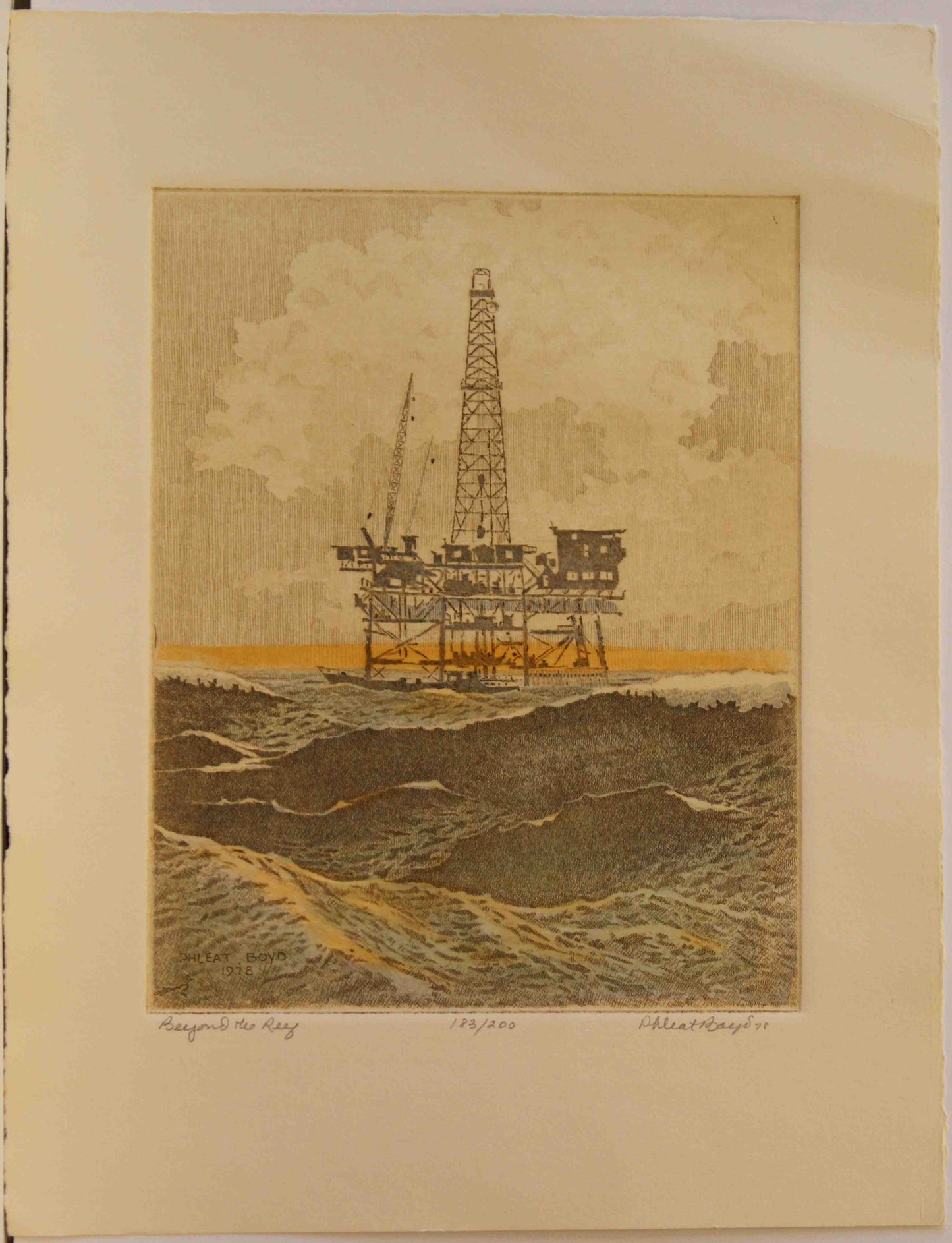 Beyond the Reef by Phleat Boyd – Offshore Oil Rig Fine Art Print