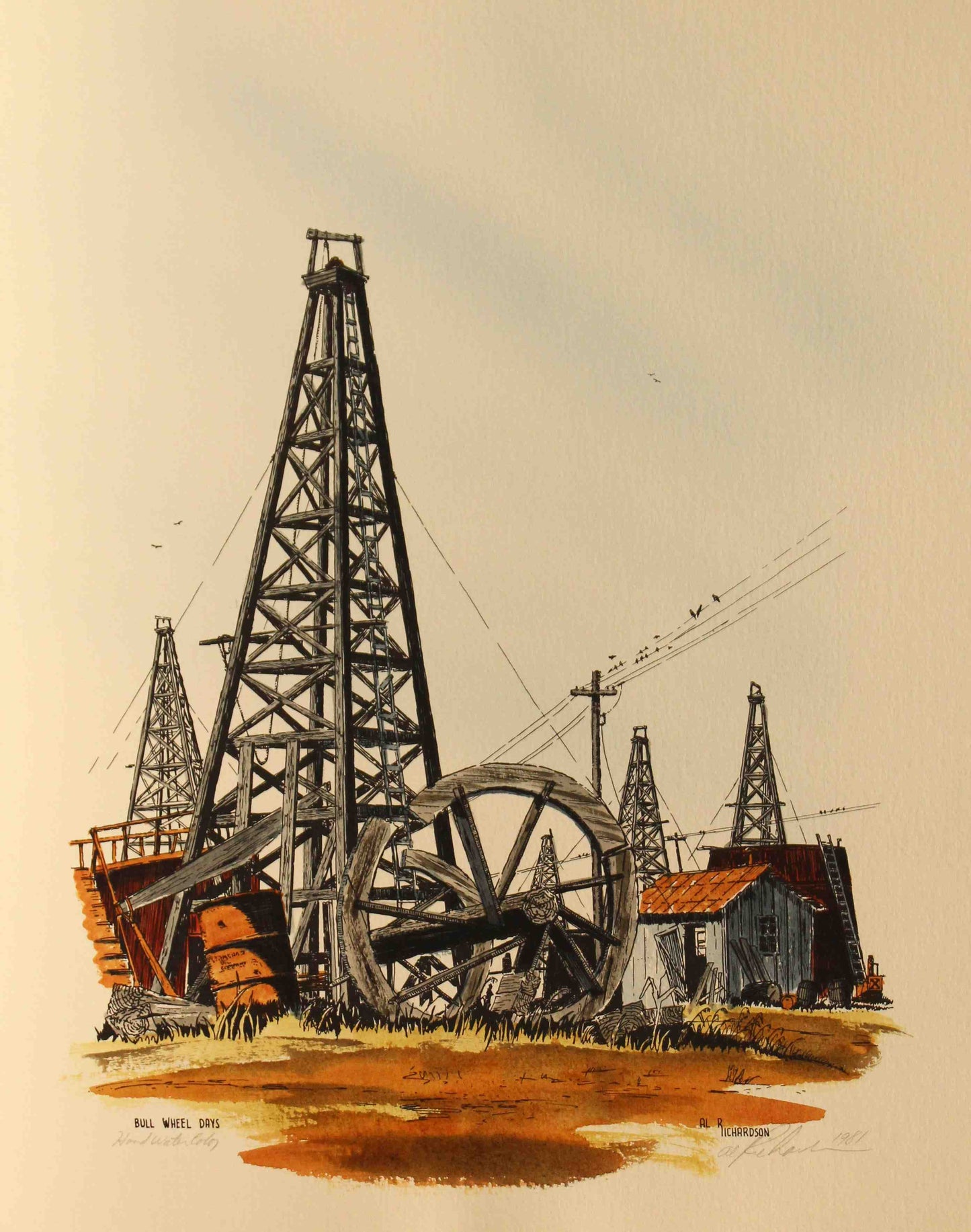 Bull Wheel Days (Colored) by Al Richardson – Honoring the Early Days of Oil Drilling