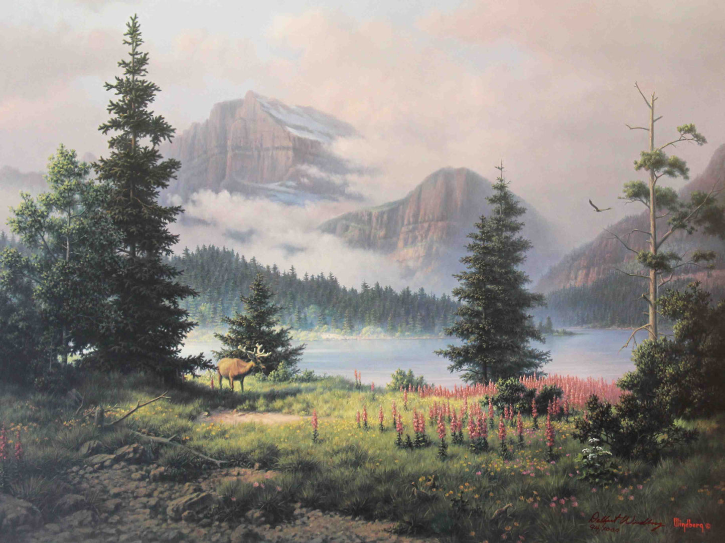 Dalhart Windberg print titled "Majestic Highlands" featuring a sweeping mountain landscape with distant peaks and soft light.