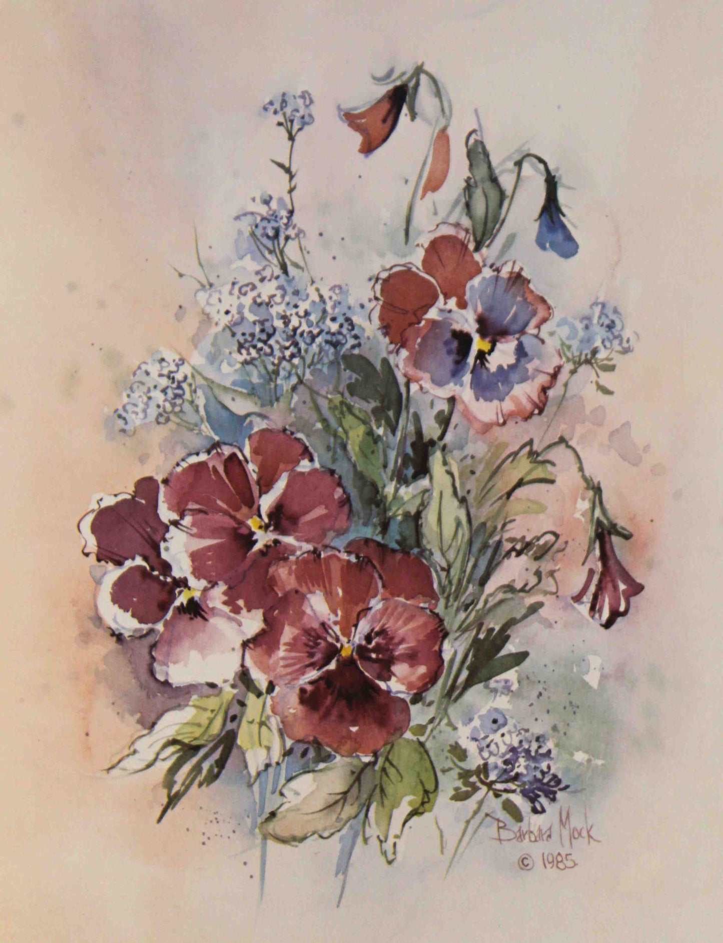 Pansey Cluster by Barbara Mock – Floral Art Print for Wall