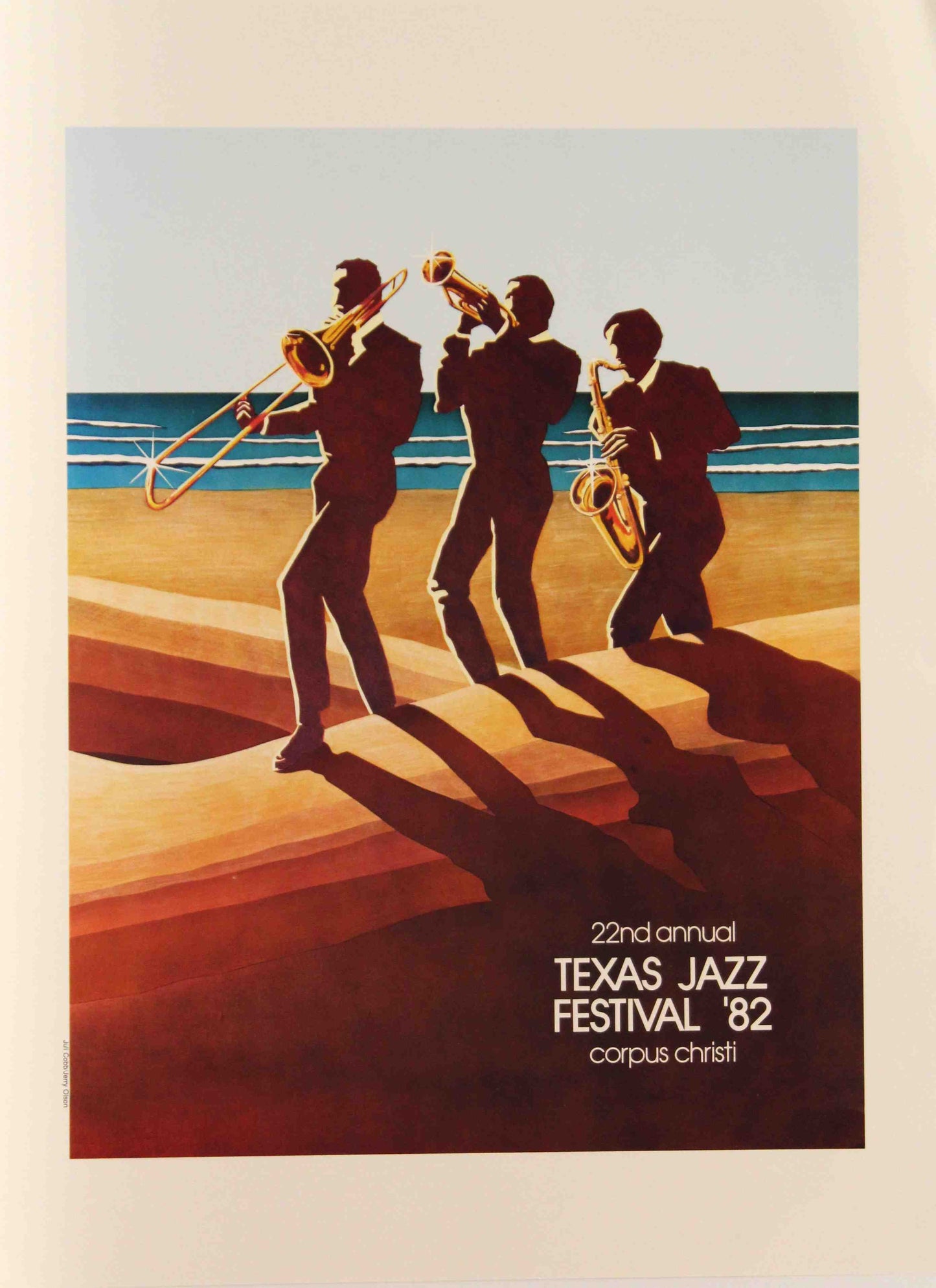 1982 Texas Jazz Festival poster from Corpus Christi featuring colorful vintage music festival artwork
