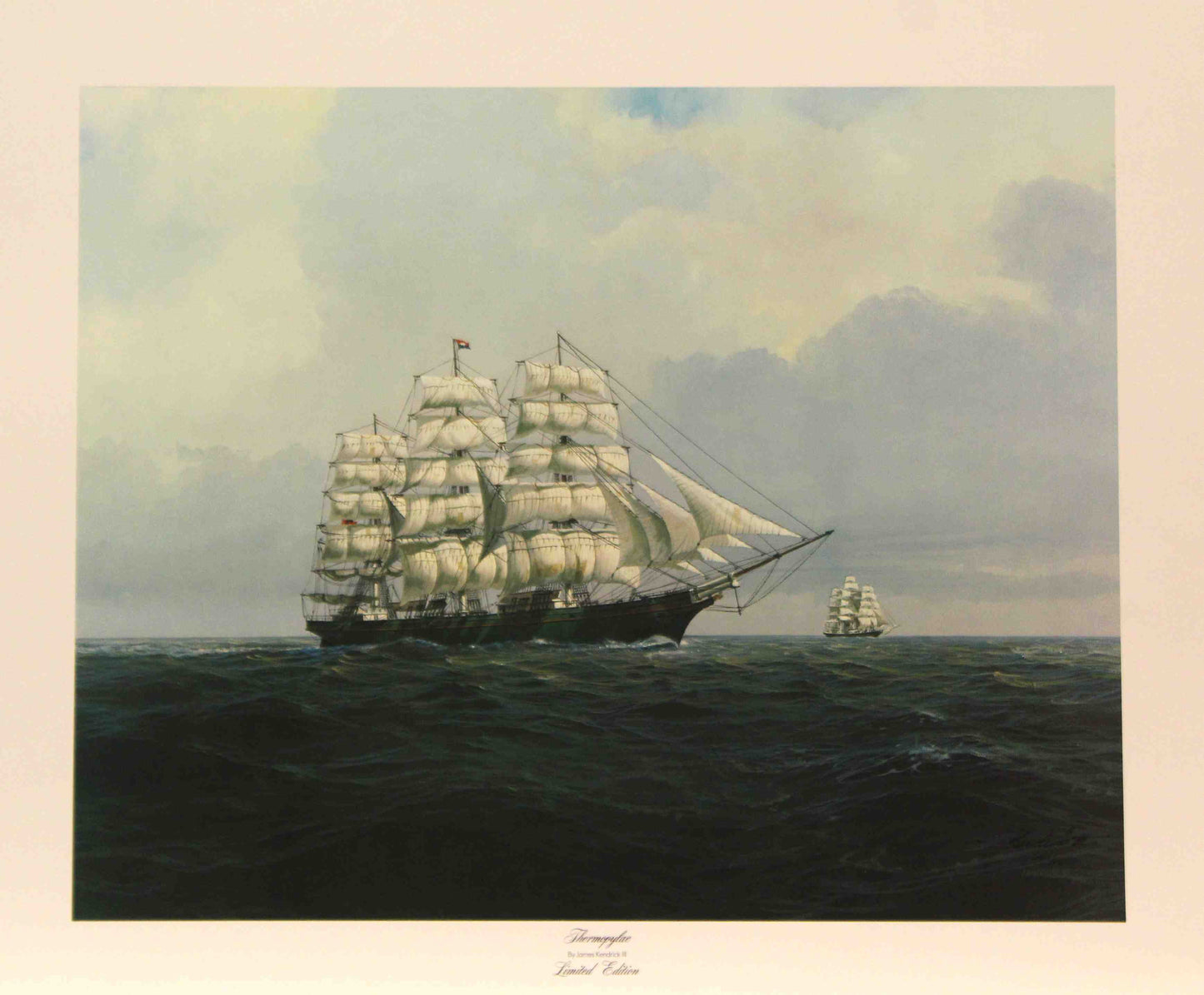 James Kendrick III painting “Thermopylae” of a historic sailing clipper ship at sea