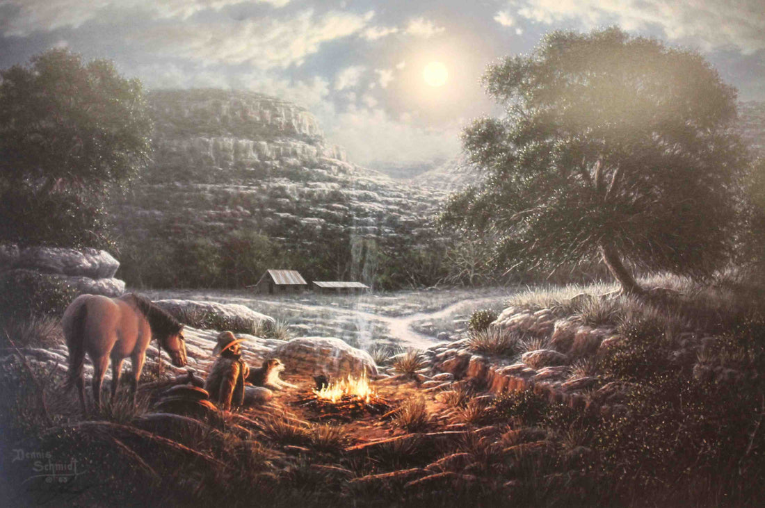 Peaceful evening camping scene
