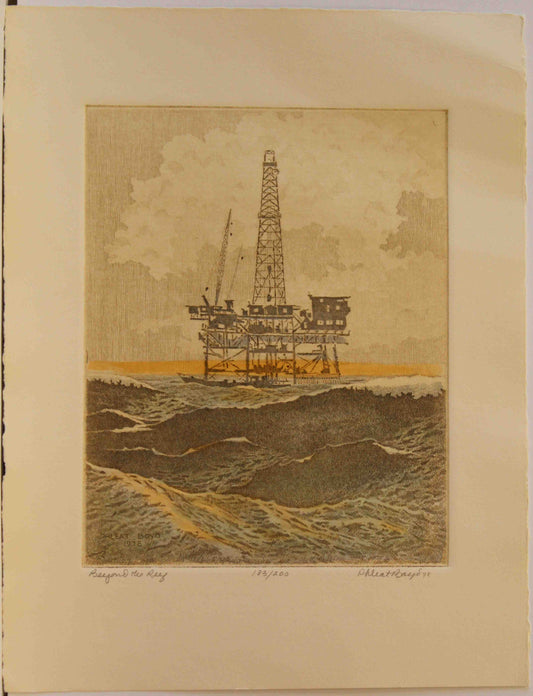 Beyond the Reef by Phleat Boyd – Offshore Oil Rig Fine Art Print