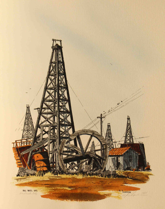 Bull Wheel Days (Colored) by Al Richardson – Honoring the Early Days of Oil Drilling