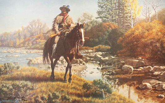 Lonely Rider by Joe Grandee – Western Cowboy Art Print