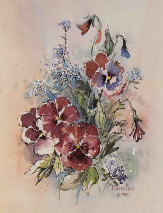 Pansey Cluster by Barbara Mock – Floral Art Print for Wall