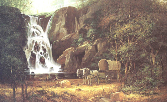 Tranquil Western landscape with hills and soft light in Robert Summers’ print Peaceful Valley.
