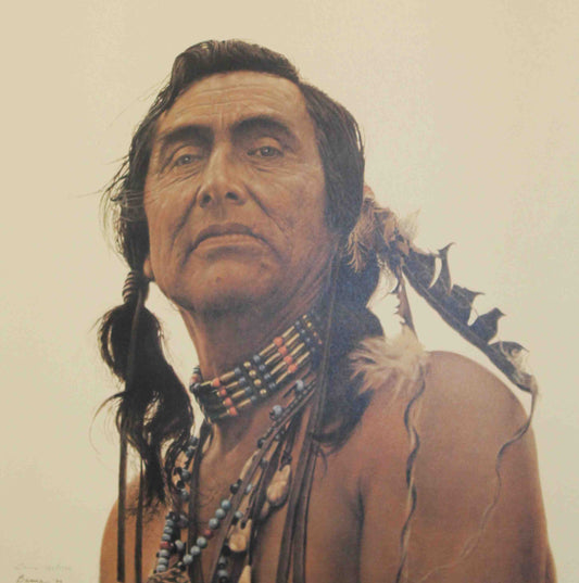 James Bama print titled A Portrait of a Sioux featuring a detailed depiction of a Sioux elder in traditional attire.