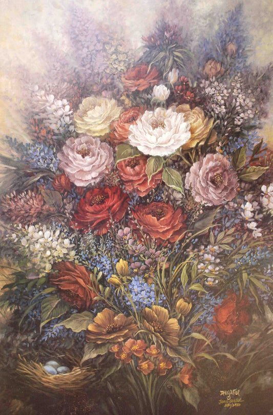 Jamie Carter Safely Nestled floral art print – delicate flower prints for wall décor