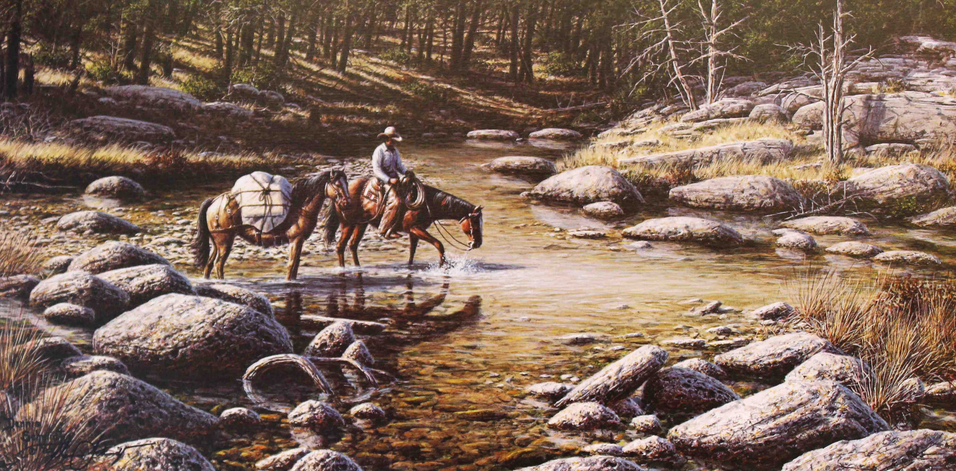 Peaceful Western landscape by Dennis Schmidt titled You Can Hear It If You Try, evoking quiet and natural stillness.